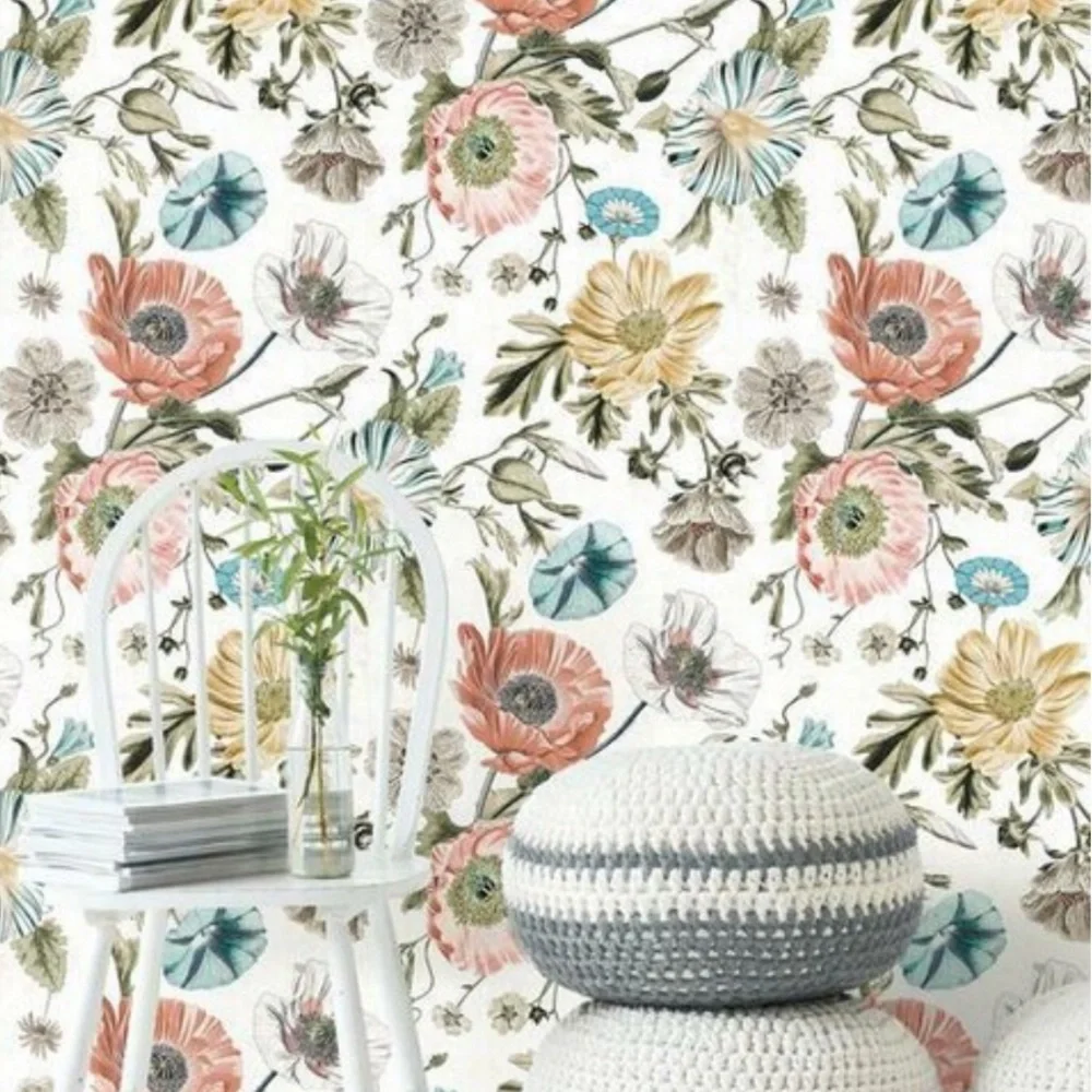 2 Vintage Poppy Peel & Stick Wallpaper RoomMates York Wallpaper RMK12281PL. #2